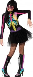 Disfraz esqueleto de colores tutú mujer Halloween