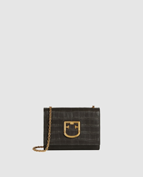 Furla - Bandolera Mini De Mujer Viva De Piel De Becerro En Marrón Oscuro Con Grabado Coco en oferta