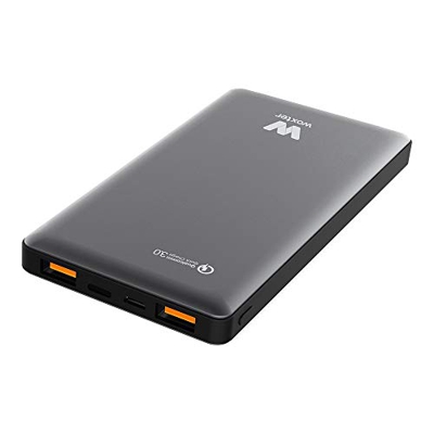 Woxter QC 16000 - Batería portátil (Conexión QC, 16.000 mAh, aleación de aluminio, compatible con Quick Charge 3.0) color negro