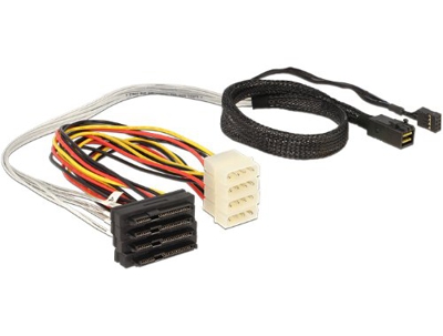 DeLOCK 83390 Cable Serial Attached SCSI (SAS) 0,5 m - Cable SAS (0,5 m, 1 x Mini SAS HD x 4 SFF 8643, 4 x SAS 29p SFF 8482, Male Connector/Female Conn
