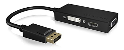 IB-AC1031 DisplayPort DVI-D + VGA (D-Sub) + HDMI Negro, Adaptador