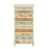 Cajonera con 5 cajones blanca con estampado floral Flora | Maisons du Monde precio