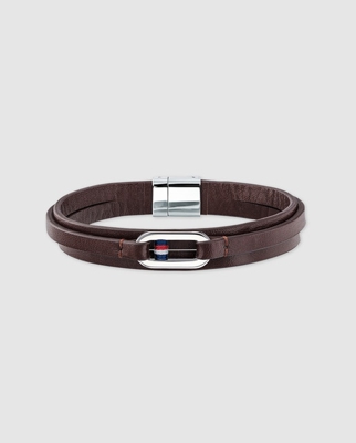 Tommy Hilfiger - Pulsera De Hombre De Cuero Marrón