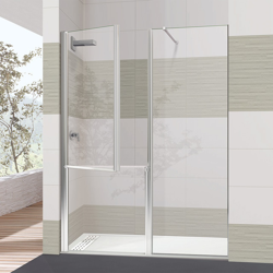 Ibermampara - Mampara De Ducha Arizona 1PV+F Especial Personas Con Movilidad Reducida Cromo De 111 a 130 cm. = (50 + 80) precio