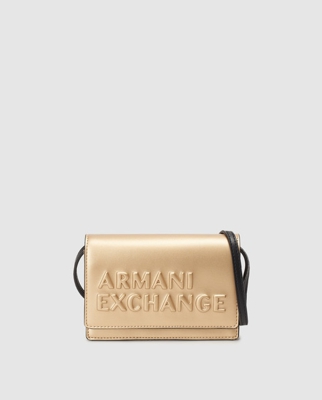 Armani Exchange - Bandolera Mini En Dorado Con Grabado En Relieve