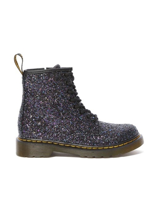 Dr. Martens - Botas De Niña De Piel Con Glitter De Color Negro. Modelo 1460 GLITTER J
