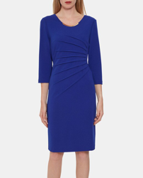 Gina Bacconi - Vestido En Crepe Azul precio