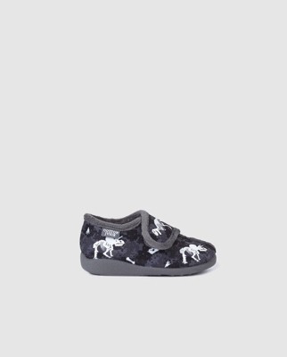 Cotton Juice - Zapatillas De Casa De Niño Cerradas En Gris Con Serigrafía Dinosaurio