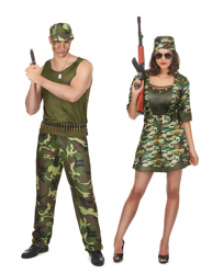 Disfraz de pareja militar adulto características