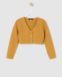 Tizzas - Chaqueta De Niña De Crochet En Mostaza características