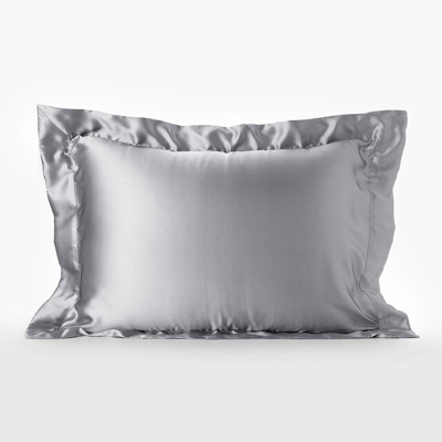Gingerlily - Funda De Almohada De Seda Mulberry Plain Colours Plata 50 x 90 cm