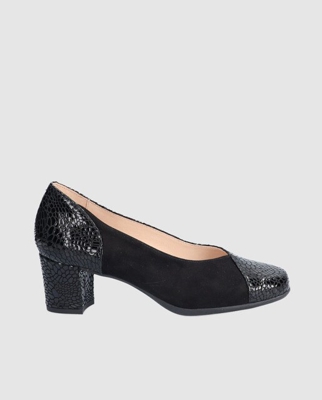 D'Chicas - Zapatos De Salón De Mujer D' Chicas Combinación De Piel En Color Negro