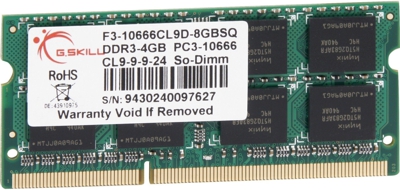 F3-10666CL9S-4GBSQ módulo de memoria 4 GB DDR3 1333 MHz, Memoria RAM