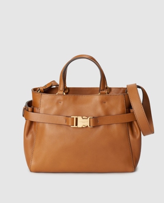 Gianni Chiarini - Bolso De Mano De Piel Vacuna En Color Camel Con Asa Larga Extraíble