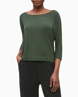 Calvin Klein - Camiseta Modal Coord Top Manga Larga Verde