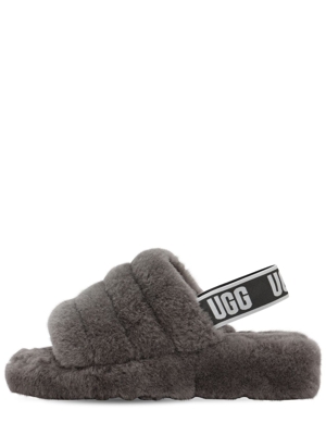 UGG - Zapatillas De Casa De Mujer Fluff Yeah Slide De Piel Con Elástico Trasero