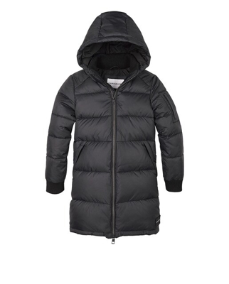 Calvin Klein - Parka Larga De Niña Acolchada En Negro
