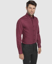 Rushmore - Camisa De Hombre Slim De Cuadros Granate características