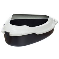 Arenero esquinero descubierto para gatos XXL - Antracita y crema moteado precio