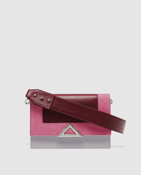 Tita Madrid - Bandolera Pequeña De Piel Tricolor En Burdeos, Rosa Y Gris De Mujer en oferta