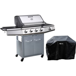Barbacoa a gas Bingo 5, 5 quemadores donde 1 es lateral, 15.2kW + Funda de protección, Plateado características