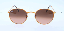 RAY-BAN Round Metal Gafas de sol, Shiny Light Bronze, 47 para Hombre en oferta