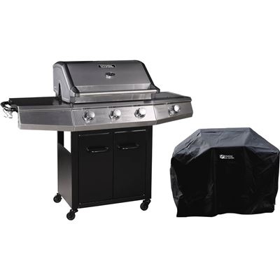 Barbacoa a gas con LED Bingo 4, 4 quemadores donde 1 es lateral, 14kW + Funda de protección