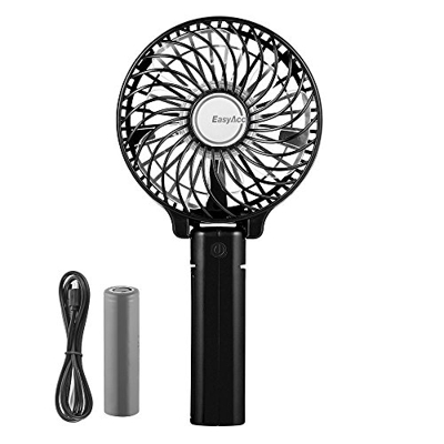 EasyAcc - Mini Ventilador portátil eléctrico de Mano para Exteriores con batería Recargable de 2600 mAh, Mango Plegable de sobremesa para casa y Viaje