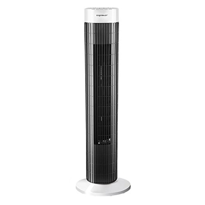 Aigostar 33JTS - Ventilador de torre oscilante, temporizador programable, 3 velocidades, motor de 45 W, oscilación de 85º y altura de 76 cm. Color bla