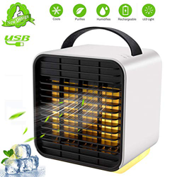 TTMOW Mini Enfriador Portátil USB Aire Acondicionado con Luz Nocturna LED 3 en 1 Ventilador Purificador Humidificador 3 Velocidades Ajustable para Hog en oferta
