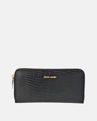 Pierre Cardin - Cartera Grande De Mujer De Piel En Negro Con Cierre De Cremallera