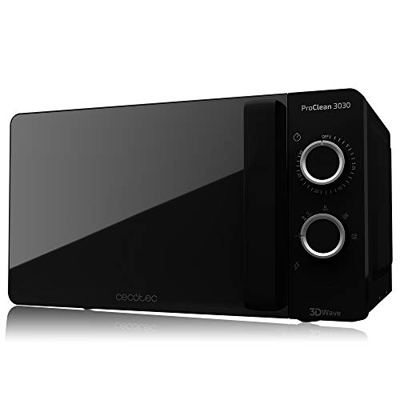 Microondas Cecotec ProClean 3030 Negro, Revestimiento Ready2Clean, Tecnología 3DWave, Capacidad 20 L, 6 niveles