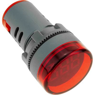 Visor LCD BeMatik de 3 dígitos rojo y con voltímetro 50-500V redondo 22mm