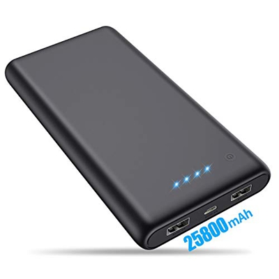VOOE Batería Externa 25800mAh [Versión Mejorada] Power Bank Ultra Capacidad Cargador Portátil Móvil con 2 Puertos USB y Luces LED Power Bank Alta Velo