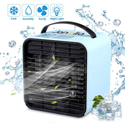 Janolia Aire Acondicionado USB, Mini Air Enfriador Portátil Acondicionado sin Ruido, Enfriamiento con Iones Negativos, 3 Velocidades Y LED Luz Nocturn precio