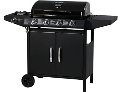 Barbacoa a gas Festa 5, 5 quemadores donde 1 es lateral, 12.9 Kw, Negro