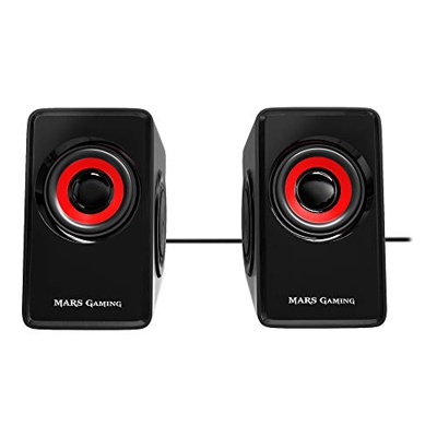 Mars Gaming MS1 - Altavoces gaming (10W potencia, 6 drivers / 2 activos y 4 pasivos, tamaño compacto, subwoofer para graves, USB, Jack 3.5mm, PC / Mac