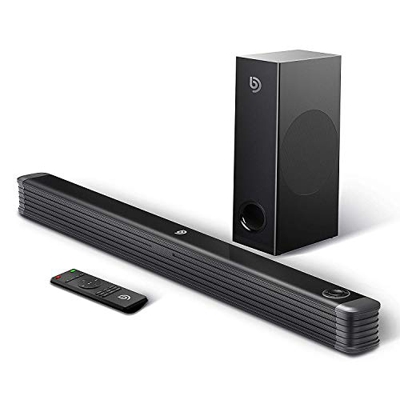 Barra de Sonido 2.1 Canales para TV, BOMAKER 150W con Subwoofer Inalámbrico y Bluetooth 4.2 con Control Remoto, Njord Ⅰ (Soporte Conexiones Óptico/RCA