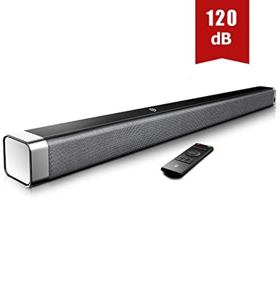 Barra de Sonido 2.0 Canales, Potencia 110dB, BOMAKER Tecnología DSP Subwoofer Incorporado + Bluetooth para TV, Soporte Óptico, 3,5 mm Audio AUX, USB, 