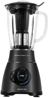 Batidora de vaso Cecotec 1800 W, Power Black Titanium 1800, Filtro para licuados y Jarra Termorresistente.