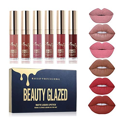 Beauty Sexy 6PCS/brillo de labios mate Sexy líquido Lipstick impermeable larga duración hidratante labios profesional bálsamo maquillaje