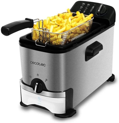 Freidora con depósito Cecotec CleanFry 3000 ProFilter con 3 litros de Capacidad, Sistema ProFilter
