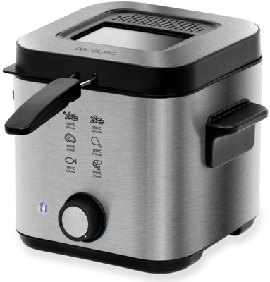 Freidora eléctrica Cecotec CleanFry Infinity 1500. Freidora de Aceite de 1,5 litros de Capacidad, 900W, Filtro OilCleaner