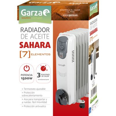Garza Sahara - Radiador de aceite con ruedas de 7 elementos, potencia 1500W