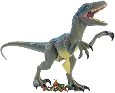 MATTEL - Jurassic World Velocirráptor Blue Supercolosal, Dinosaurio De Juguete