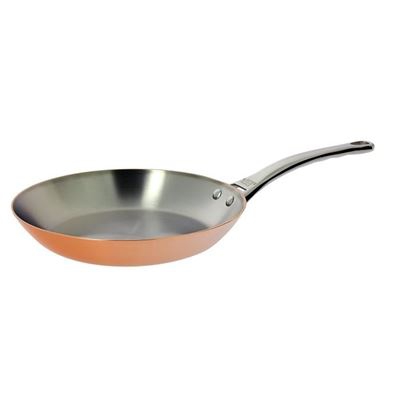 COMPRADOR Estufa redonda de cobre y acero inoxidable - Ø 32 cm - Todos los fuegos excepto el de inducción