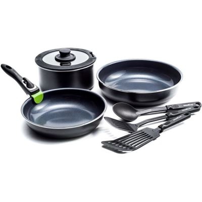 GREENCHEF Clickpan Magneto Diamond Black Set 8 piezas: 2 estufas 24/28 cm + 1 cacerola 20 cm + 1 tapa de vidrio 20 cm