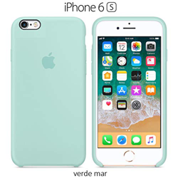 Funda Silicona para iPhone 6 y 6s Silicone Case, Logo Manzana, Textura Suave, Forro Microfibra (Verde-mar) precio