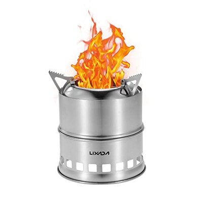 Lixada Estufa de Leña Portátil Ligero Estufa de Alcohol Solidificada de Acero Inoxidable para Picnic Barbacoa Camping
