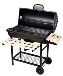 SunJas Barbacoas de Carbón Parrilla con Ruedas para Jardín Exterior BBQ con Soportes Facil Movimiento, con 2 Estantes de Madera Plegable para Almacena precio